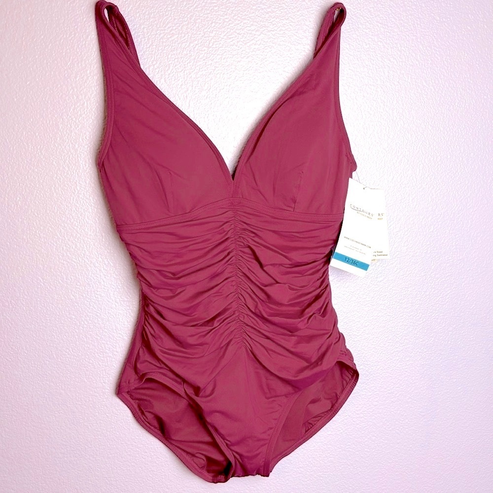 Contours by Coco Reef sz 10 32C
V-Neck Ruched One-piece Swimsuit Magic Panel - Picture 2 of 13